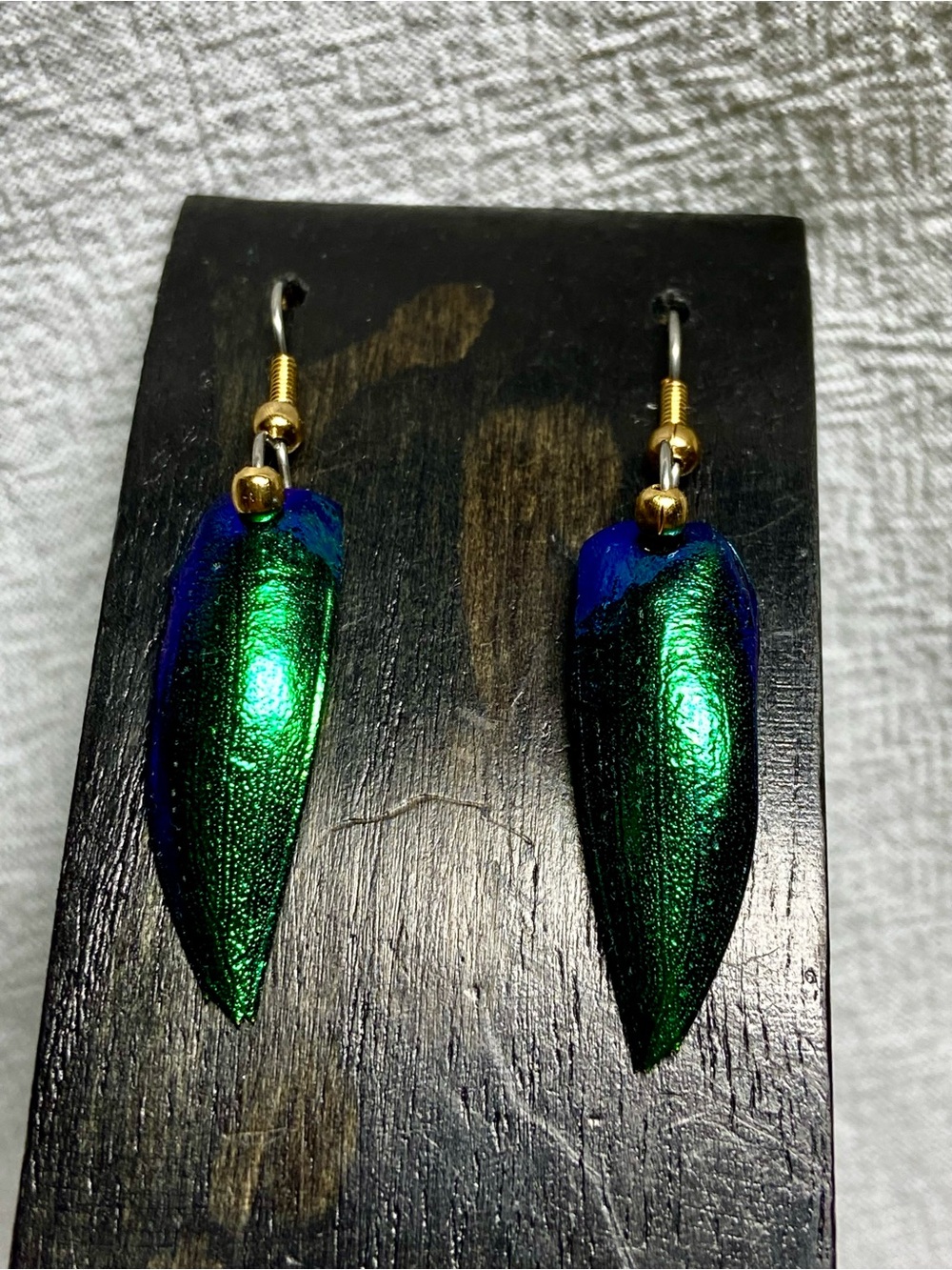 Emerald Beetle Wing Earrings